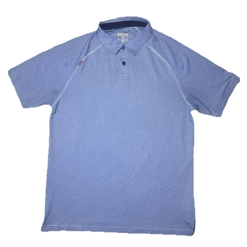 Rhone Medium Delta Pique Polo Shirt Mens Blue Micro Stripe SMR 2021 100513
